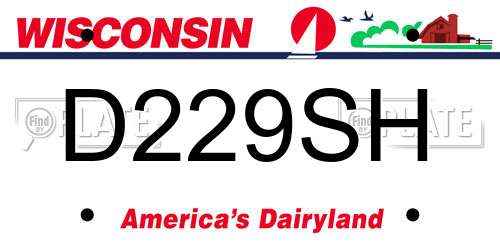 D229SH Wisconsin License Plate