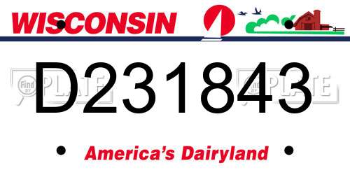 D231843 Wisconsin License Plate