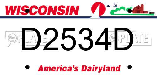 D2534D Wisconsin License Plate