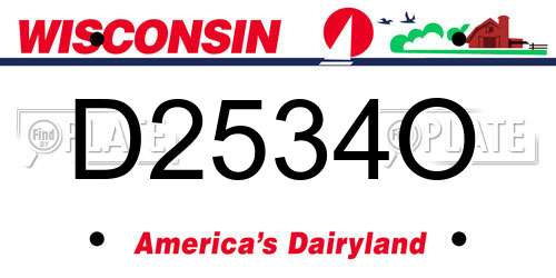 D2534O Wisconsin License Plate