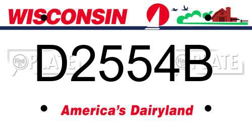 D2554B Wisconsin License Plate