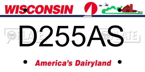 D255AS Wisconsin License Plate