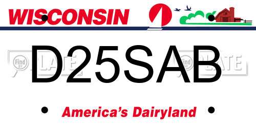 D25SAB Wisconsin License Plate