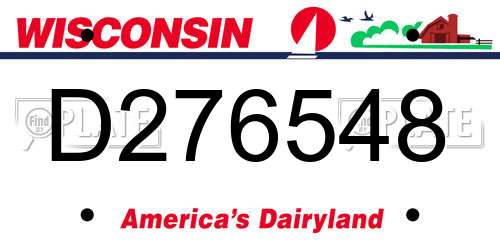 D276548 Wisconsin License Plate