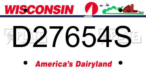 D27654S Wisconsin License Plate
