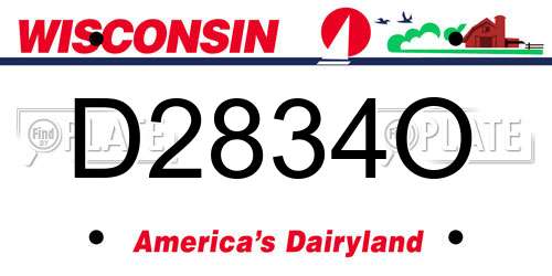 D2834O Wisconsin License Plate