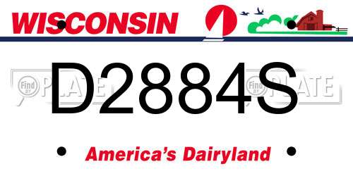 D2884S Wisconsin License Plate