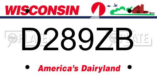 D289ZB Wisconsin License Plate