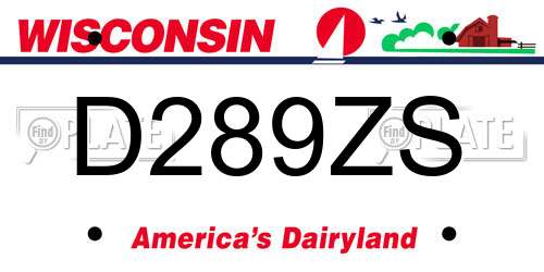 D289ZS Wisconsin License Plate