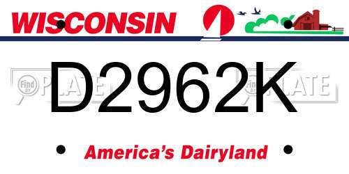 D2962K Wisconsin License Plate
