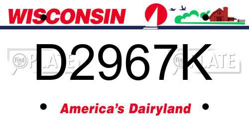D2967K Wisconsin License Plate