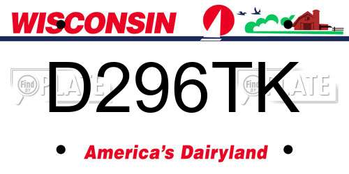 D296TK Wisconsin License Plate