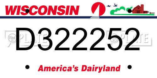 D322252 Wisconsin License Plate