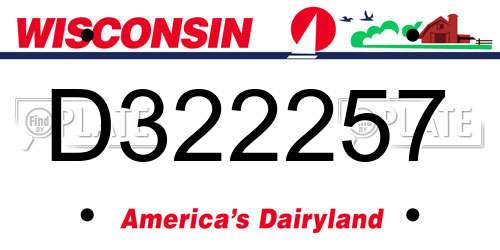 D322257 Wisconsin License Plate