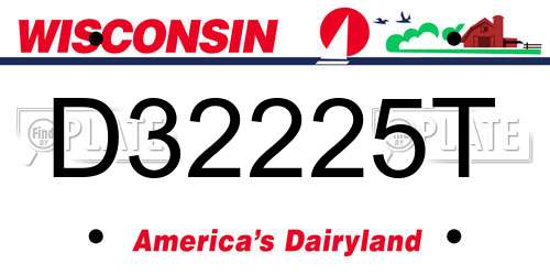 D32225T Wisconsin License Plate