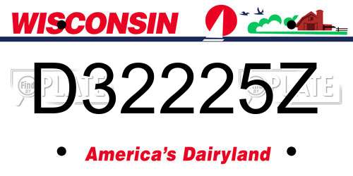 D32225Z Wisconsin License Plate