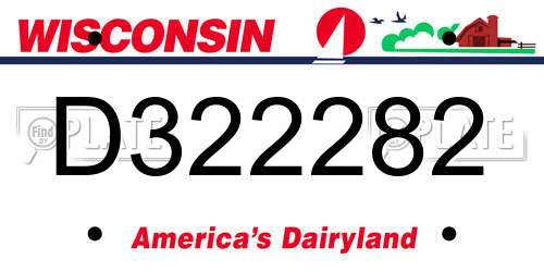 D322282 Wisconsin License Plate