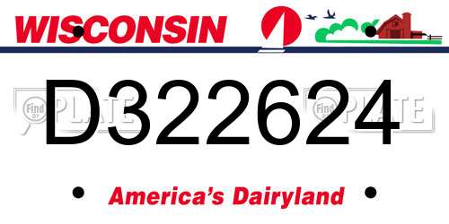 D322624 Wisconsin License Plate