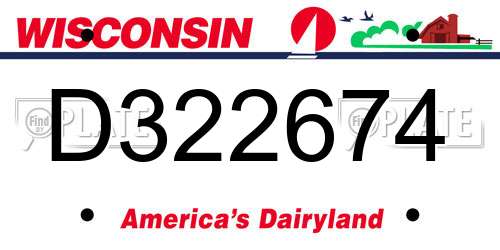 D322674 Wisconsin License Plate