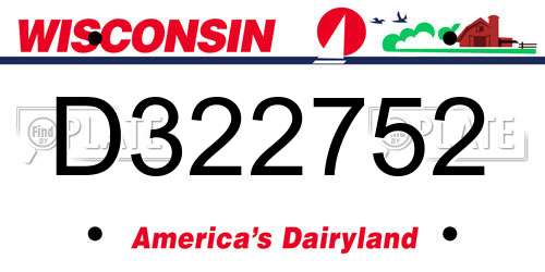 D322752 Wisconsin License Plate
