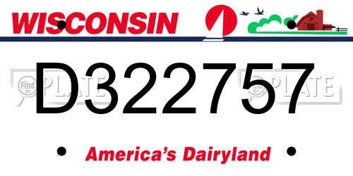 D322757 Wisconsin License Plate