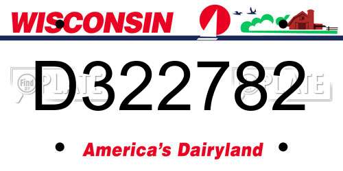 D322782 Wisconsin License Plate