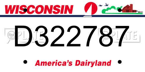 D322787 Wisconsin License Plate