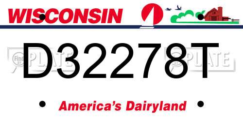 D32278T Wisconsin License Plate