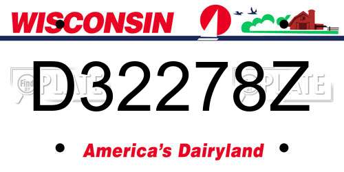D32278Z Wisconsin License Plate