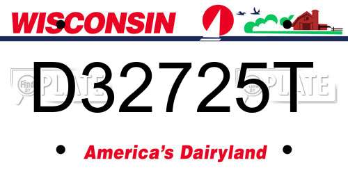 D32725T Wisconsin License Plate