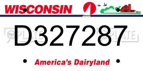 D327287 Wisconsin License Plate