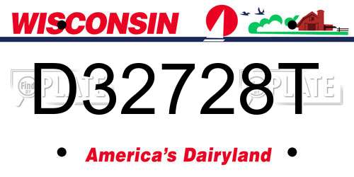 D32728T Wisconsin License Plate