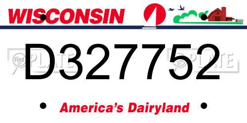 D327752 Wisconsin License Plate
