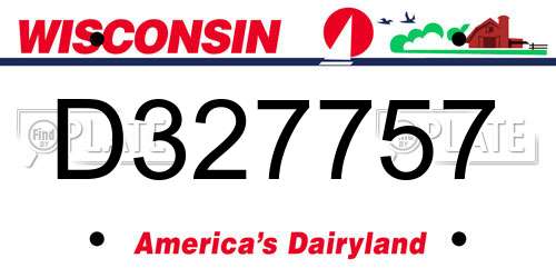 D327757 Wisconsin License Plate
