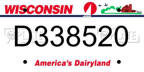 D338520 Wisconsin License Plate