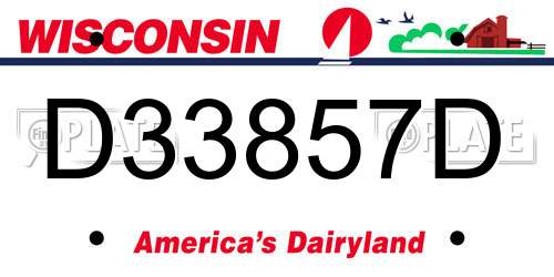 D33857D Wisconsin License Plate