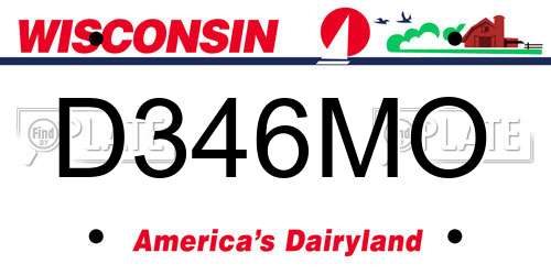 D346MO Wisconsin License Plate