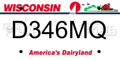 D346MQ Wisconsin License Plate