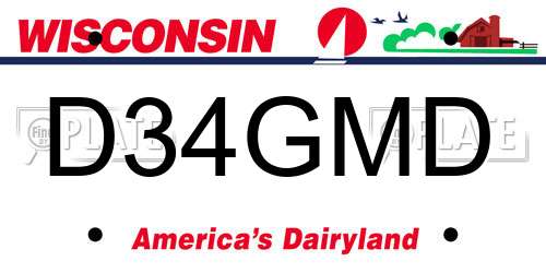 D34GMD Wisconsin License Plate