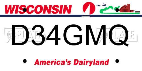 D34GMQ Wisconsin License Plate