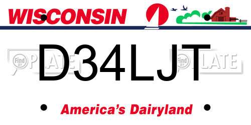 D34LJT Wisconsin License Plate