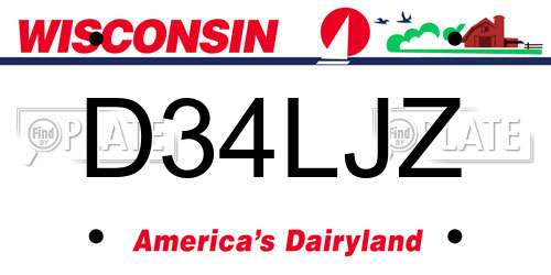 D34LJZ Wisconsin License Plate
