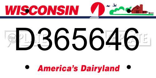 D365646 Wisconsin License Plate