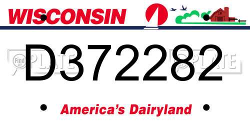 D372282 Wisconsin License Plate