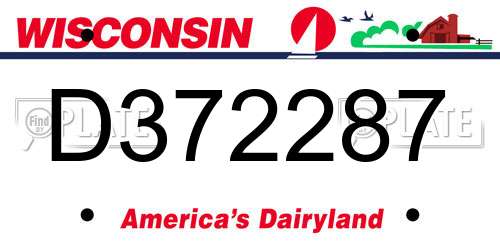 D372287 Wisconsin License Plate