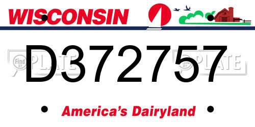 D372757 Wisconsin License Plate