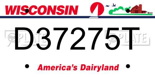 D37275T Wisconsin License Plate