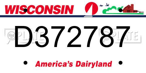 D372787 Wisconsin License Plate