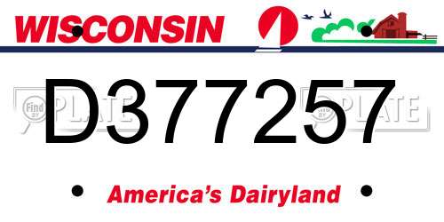D377257 Wisconsin License Plate