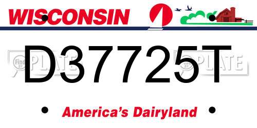 D37725T Wisconsin License Plate